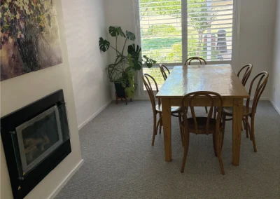 dining table and view from the window with green look out